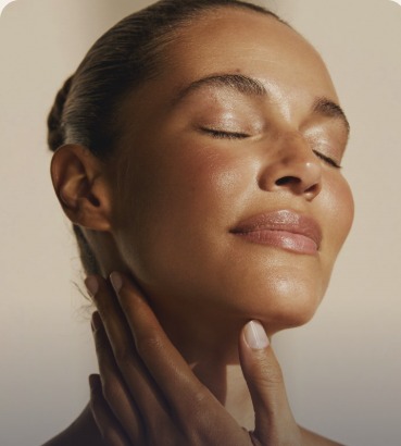 A close portrait of glowing healthy skin