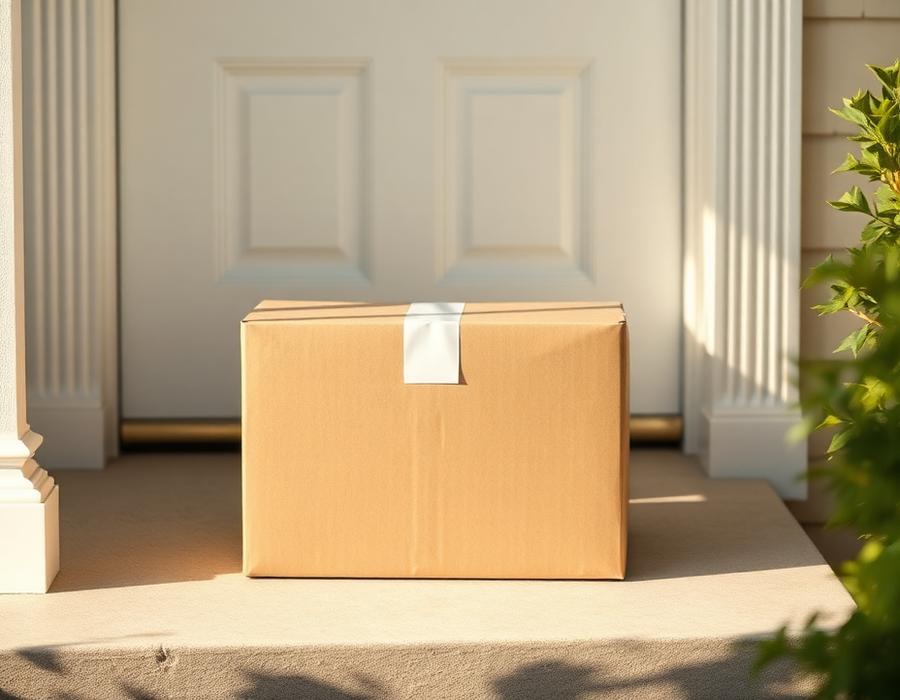 Discreet medication box on a doorstep